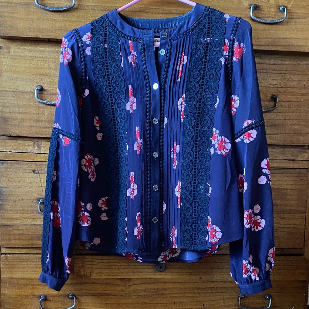 Sea New York puffy sleeves lace detail featherlight blouse